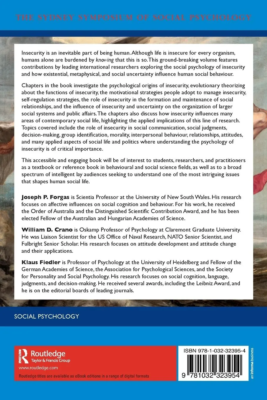 Rückseite: 9781032323954 | The Psychology of Insecurity | Joseph P. Forgas (u. a.) | Taschenbuch