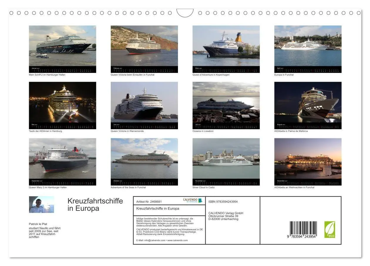 Bild: 9783594243954 | Kreuzfahrtschiffe in Europa (Wandkalender 2027 DIN A3 quer),...