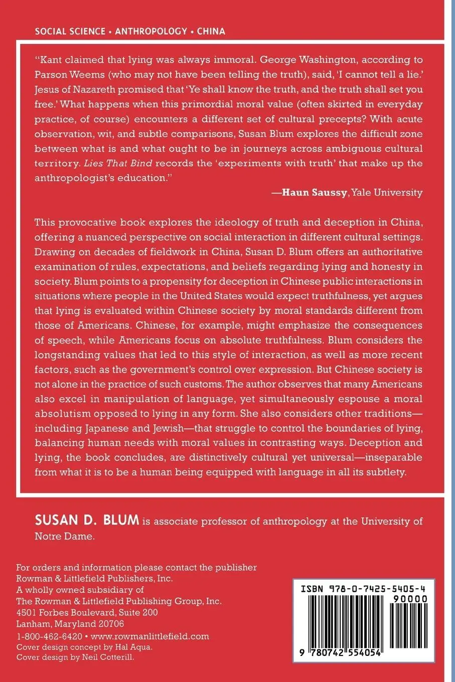Rückseite: 9780742554054 | Lies That Bind | Chinese Truth, Other Truths | Susan D. Blum | Buch