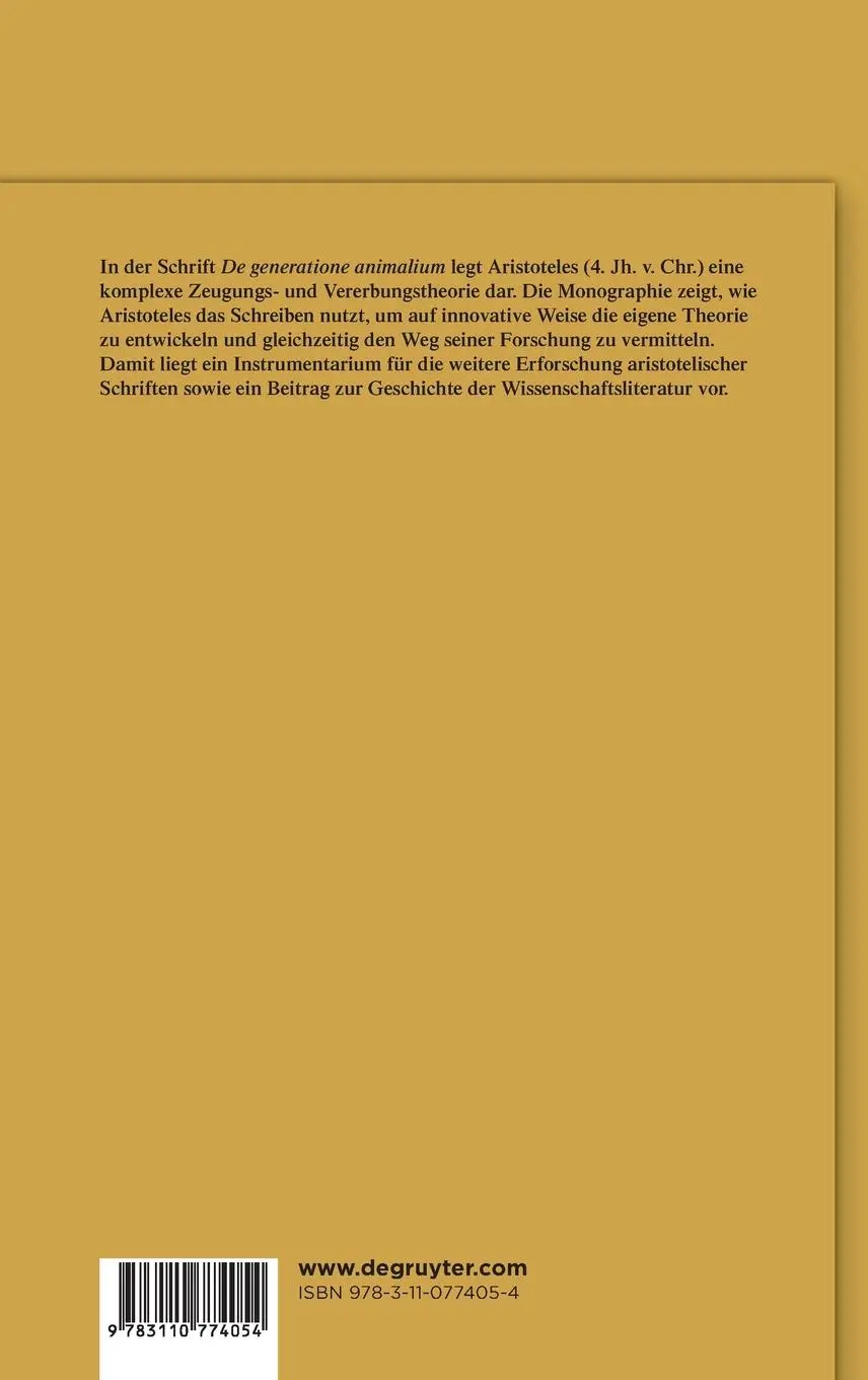 Rückseite: 9783110774054 | Aristoteles als wissenschaftlicher Autor | Thomas Busch (u. a.) | Buch