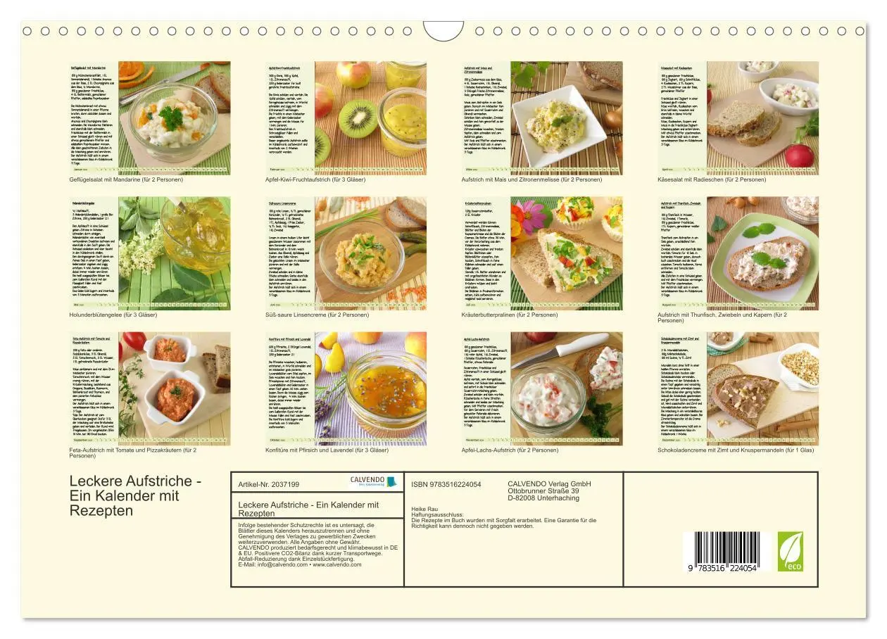 Bild: 9783516224054 | Leckere Aufstriche - Ein Kalender mit Rezepten (Wandkalender 2026...