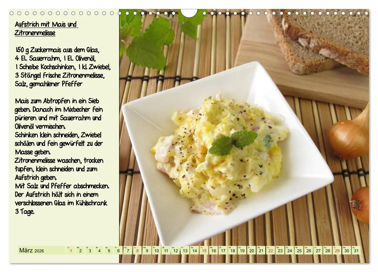 Bild: 9783516224054 | Leckere Aufstriche - Ein Kalender mit Rezepten (Wandkalender 2026...