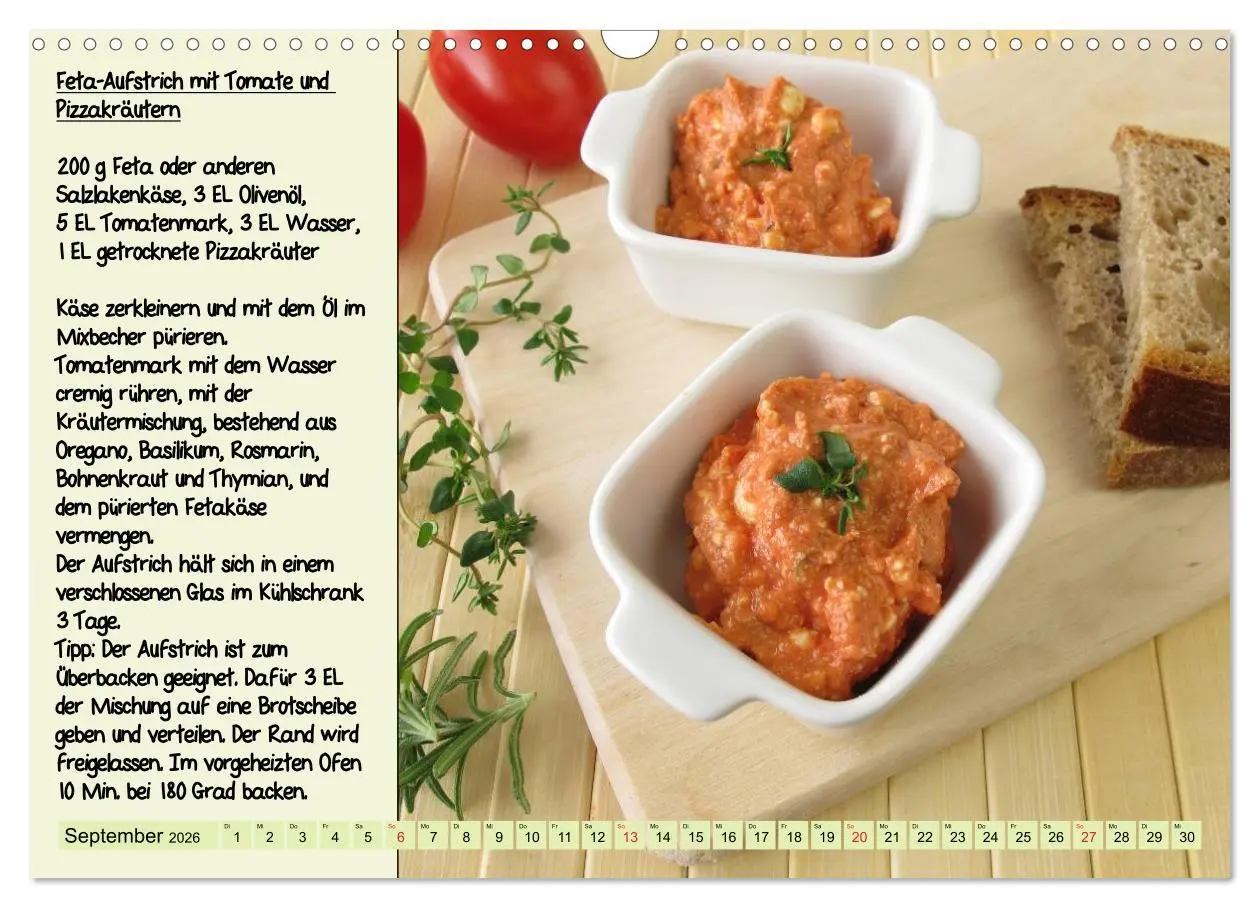 Bild: 9783516224054 | Leckere Aufstriche - Ein Kalender mit Rezepten (Wandkalender 2026...