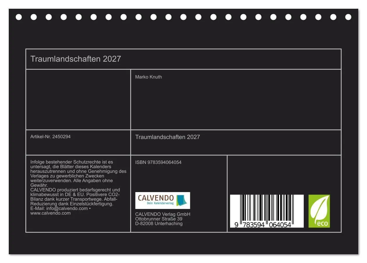 Bild: 9783594064054 | Traumlandschaften 2027 (Tischkalender 2027 DIN A5 quer), CALVENDO...