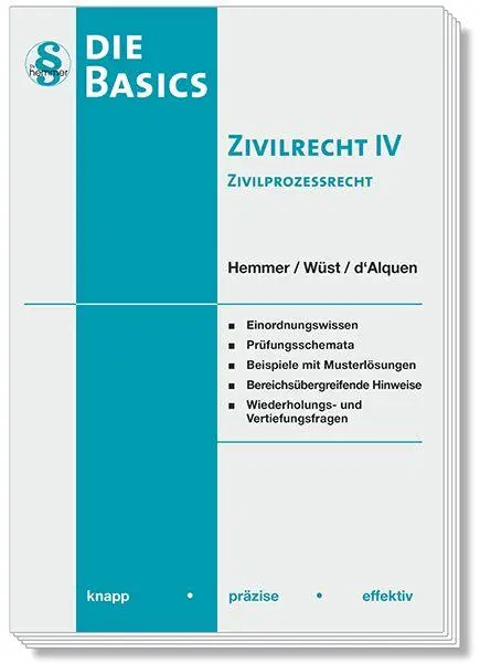 Cover: 9783968384054 | Die Basics Zivilrecht IV Zivilprozessrecht | Hemmer (u. a.) | Buch