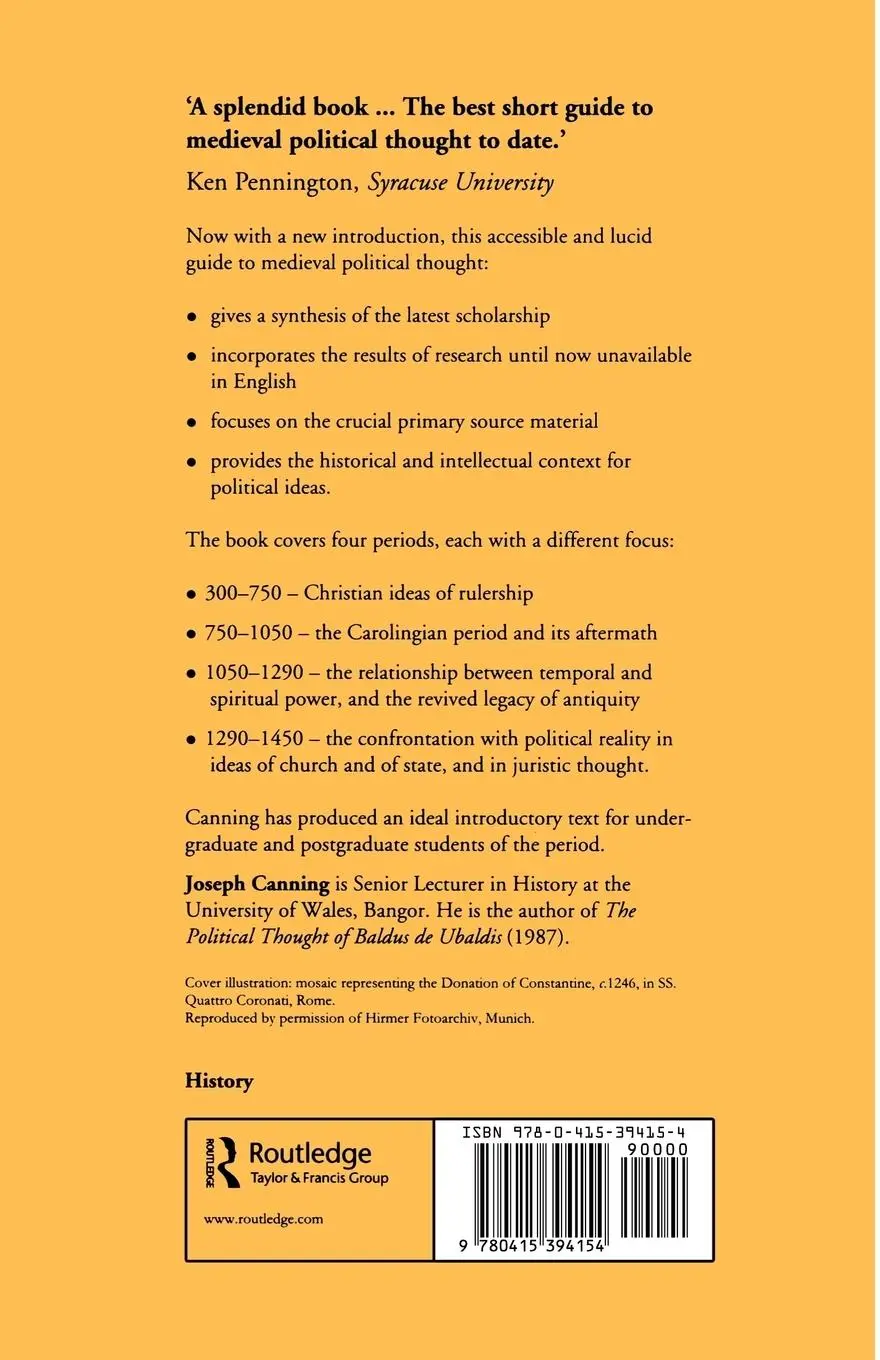 Rückseite: 9780415394154 | A History of Medieval Political Thought | 300-1450 | Jospeh Canning