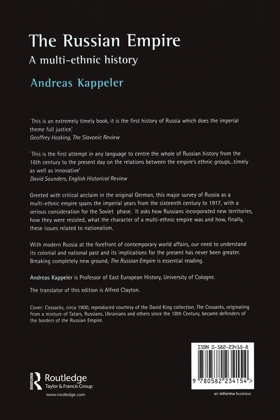 Rückseite: 9780582234154 | The Russian Empire | A Multi-ethnic History | Andreas Kappeler | Buch