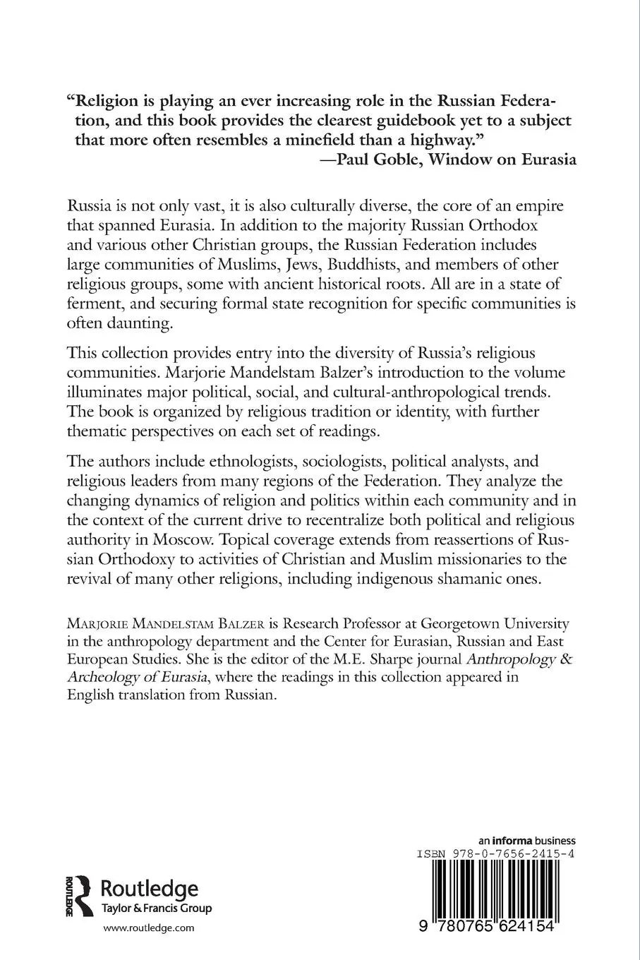 Rückseite: 9780765624154 | Religion and Politics in Russia | A Reader: A Reader | Balzer | Buch