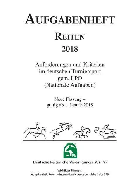 Cover: 9783885424154 | Aufgabenheft Reiten 2018 (Nationale Aufgaben) | e.V. | Loseblatt