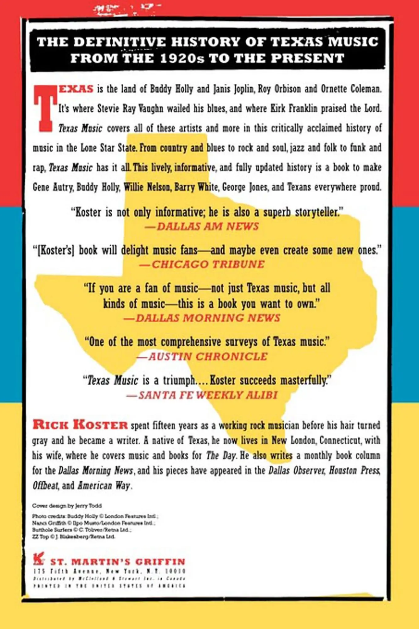 Rückseite: 9780312254254 | Texas Music | Rick Koster | Taschenbuch | Kartoniert / Broschiert