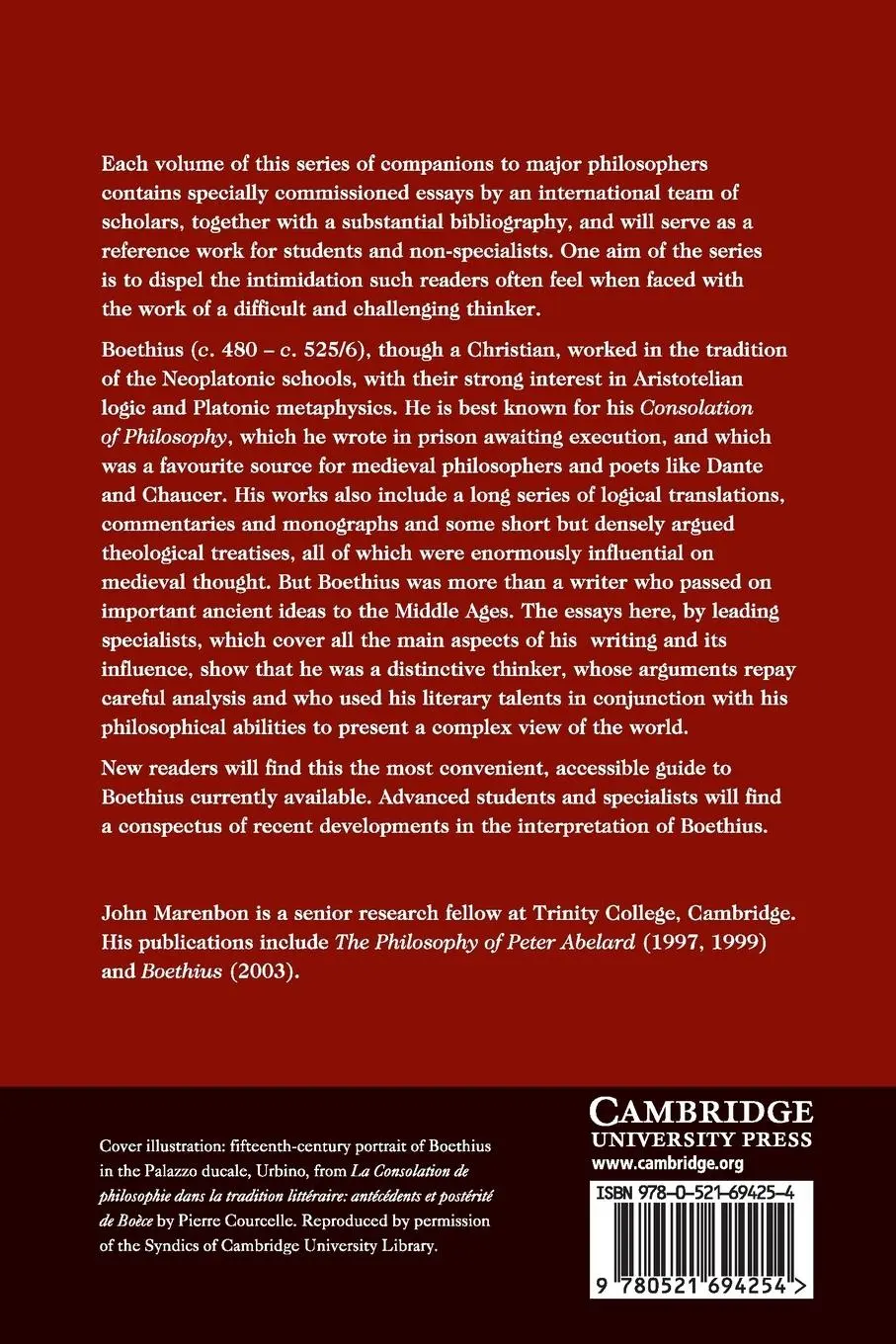 Rückseite: 9780521694254 | Camb Companion to Boethius | John Marenbon | Taschenbuch | Paperback