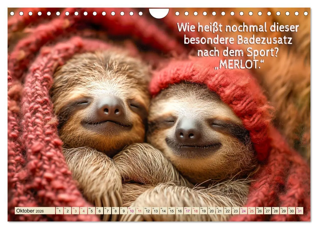 Bild: 9783457284254 | Faultier - Albtraum Sport (Wandkalender 2026 DIN A4 quer), CALVENDO...