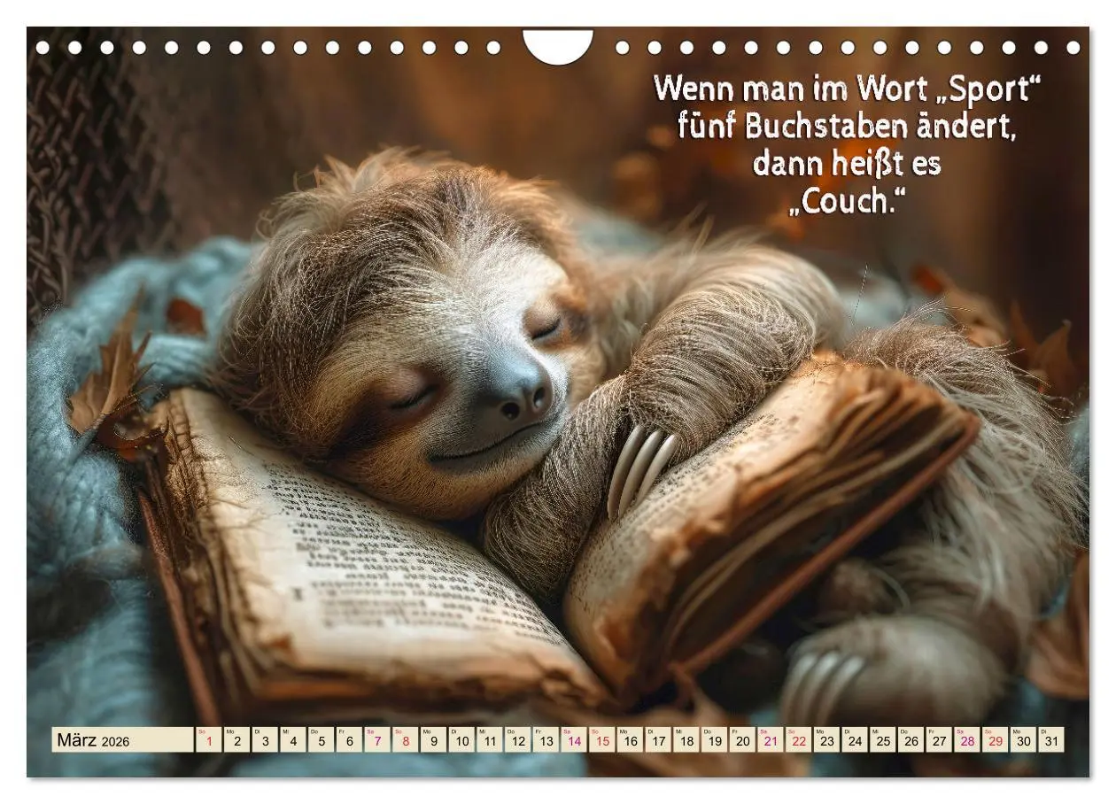 Bild: 9783457284254 | Faultier - Albtraum Sport (Wandkalender 2026 DIN A4 quer), CALVENDO...