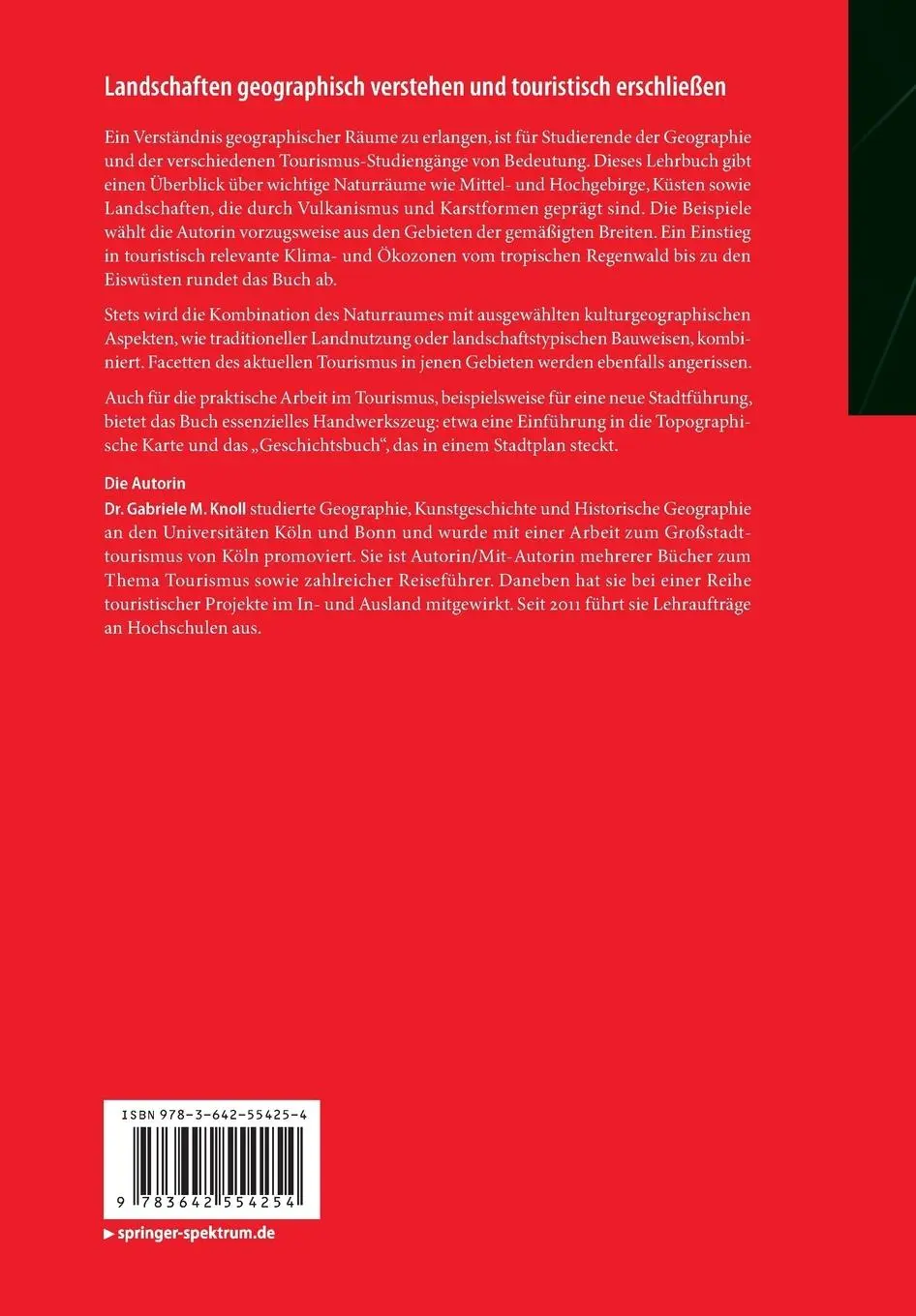 Rückseite: 9783642554254 | Landschaften geographisch verstehen und touristisch erschließen | Buch