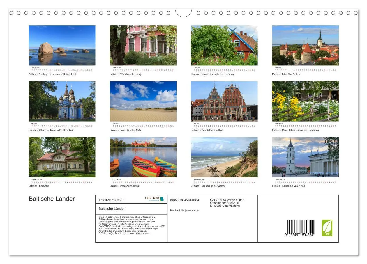 Bild: 9783457894354 | Baltische Länder (Wandkalender 2026 DIN A3 quer), CALVENDO...