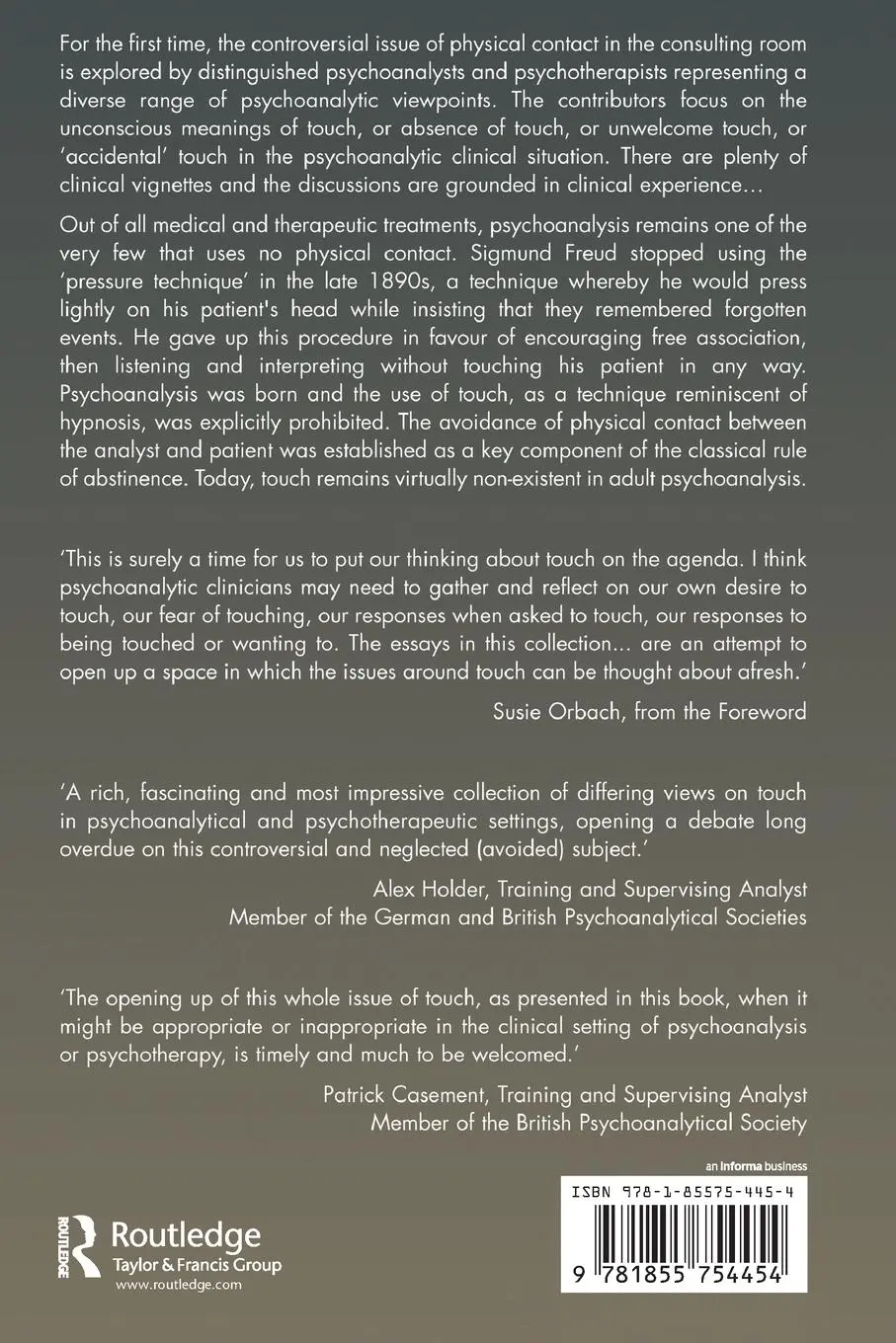 Rückseite: 9781855754454 | Touch Papers | Dialogues on Touch in the Psychoanalytic Space | Galton