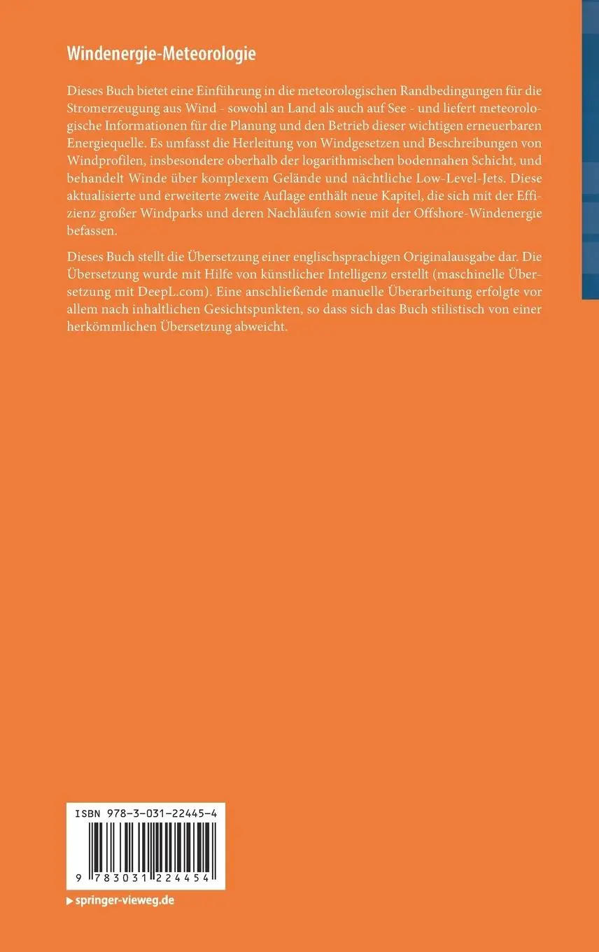 Rückseite: 9783031224454 | Windenergie Meteorologie | Stefan Emeis | Buch | XXX | Deutsch | 2023