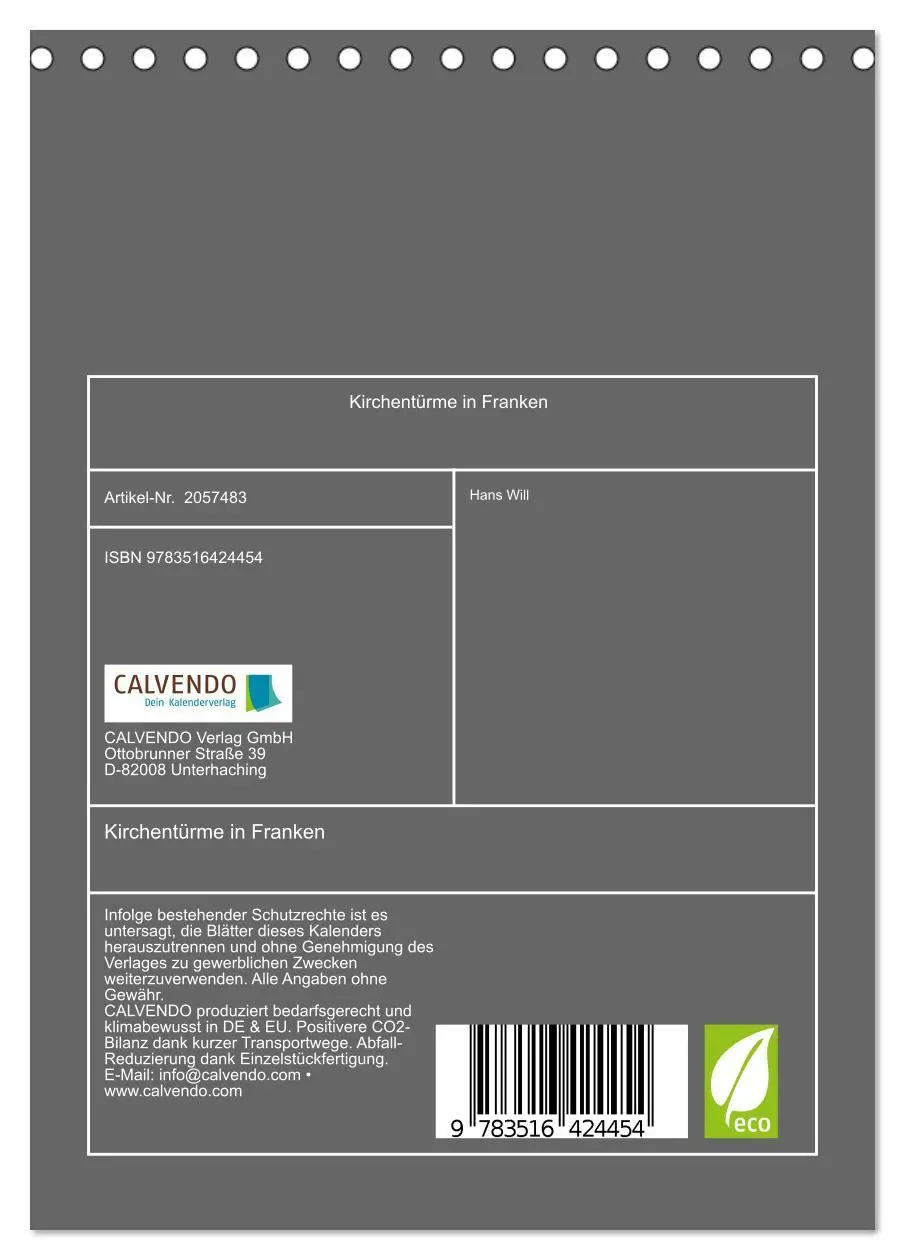 Bild: 9783516424454 | Kirchentürme in Franken (Tischkalender 2026 DIN A5 hoch), CALVENDO...