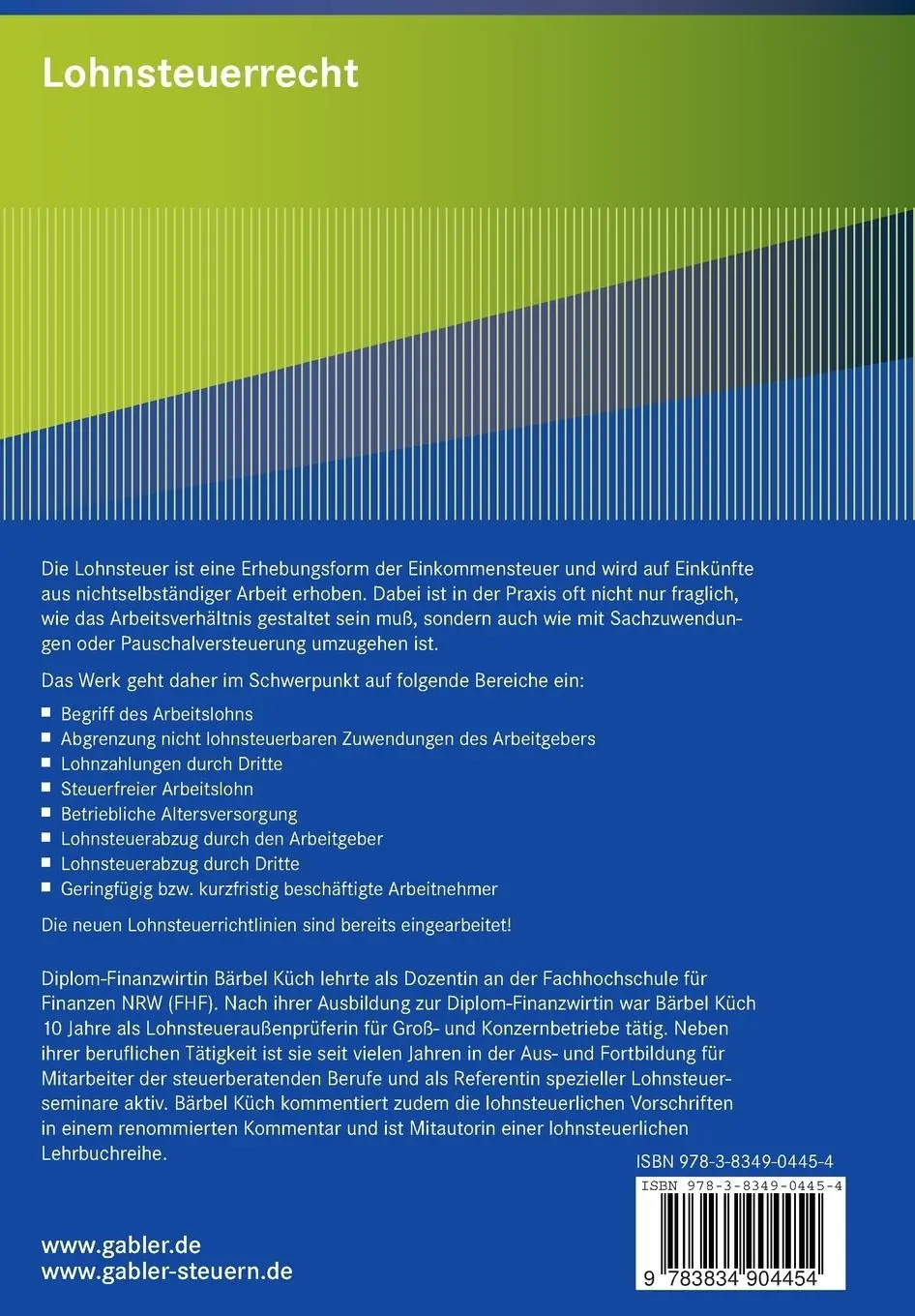 Rückseite: 9783834904454 | Lohnsteuerrecht | Recht, Steuern, Beratung | Baerbel Küch | Buch | iv