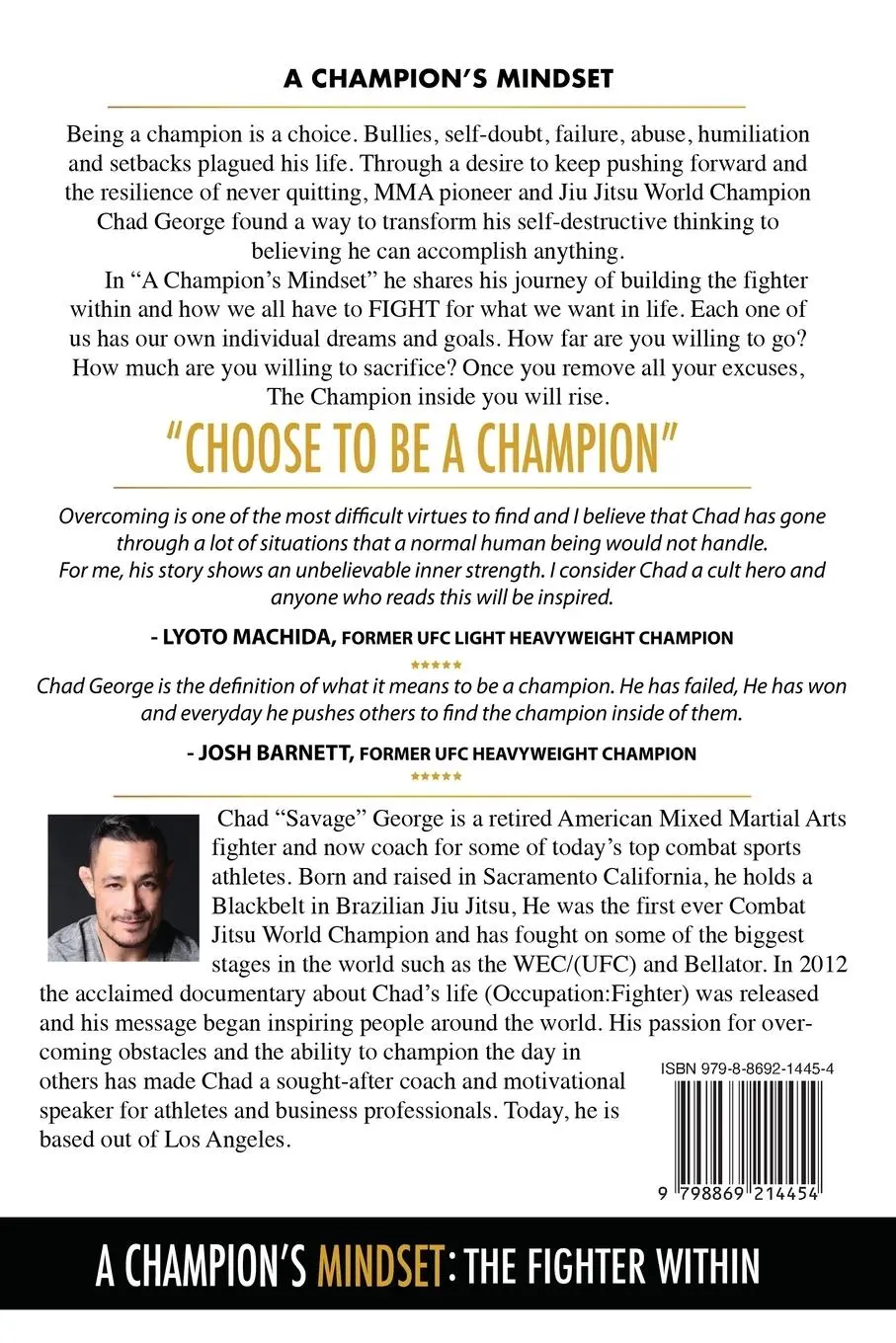 Rückseite: 9798869214454 | A Champion's Mindset | The Fighter Within | Chad "Savage" George