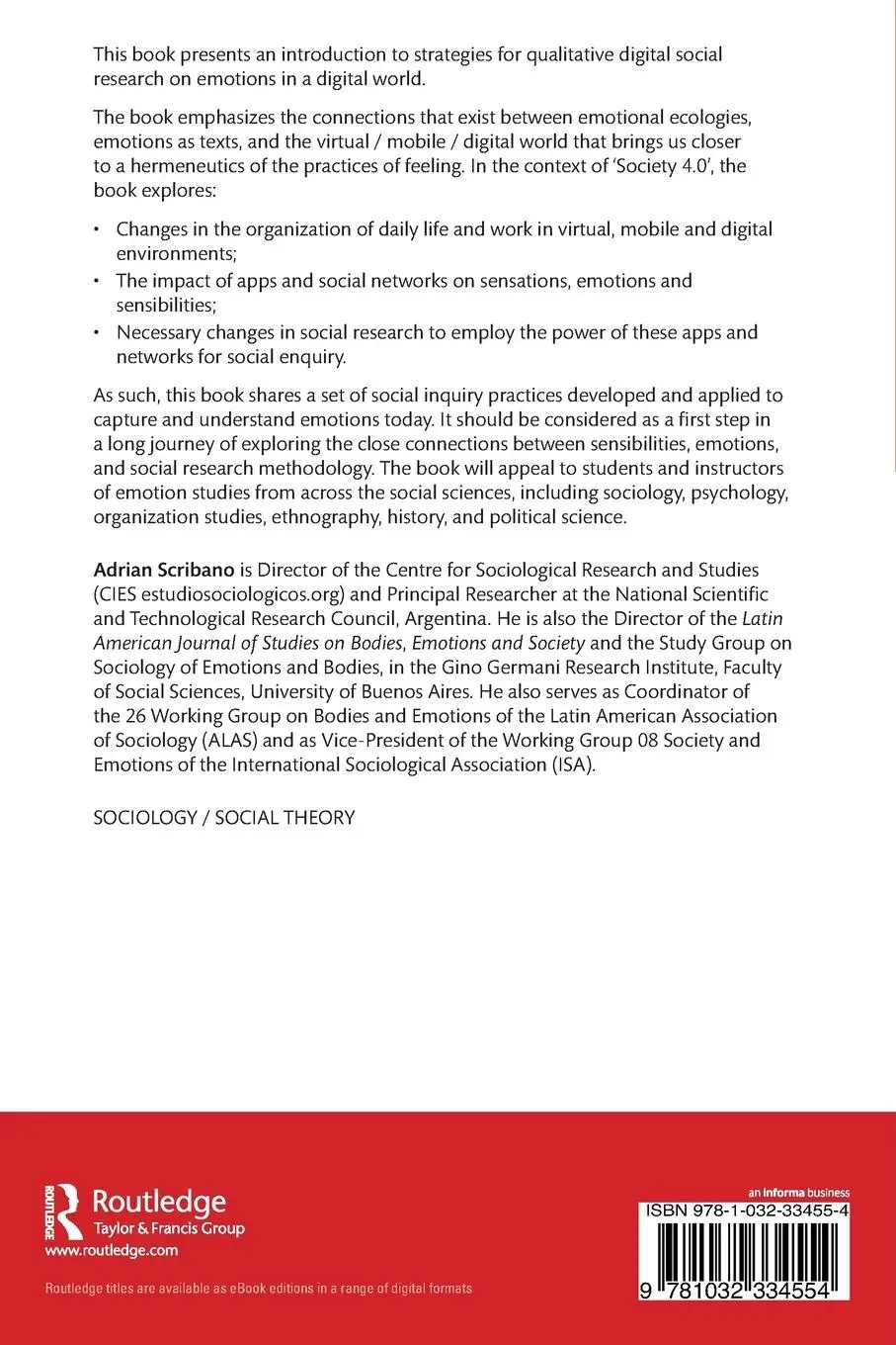 Rückseite: 9781032334554 | Emotions in a Digital World | Social Research 4.0 | Adrian Scribano