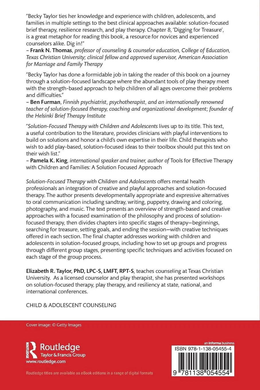 Rückseite: 9781138054554 | Solution-Focused Therapy with Children and Adolescents | Taylor | Buch