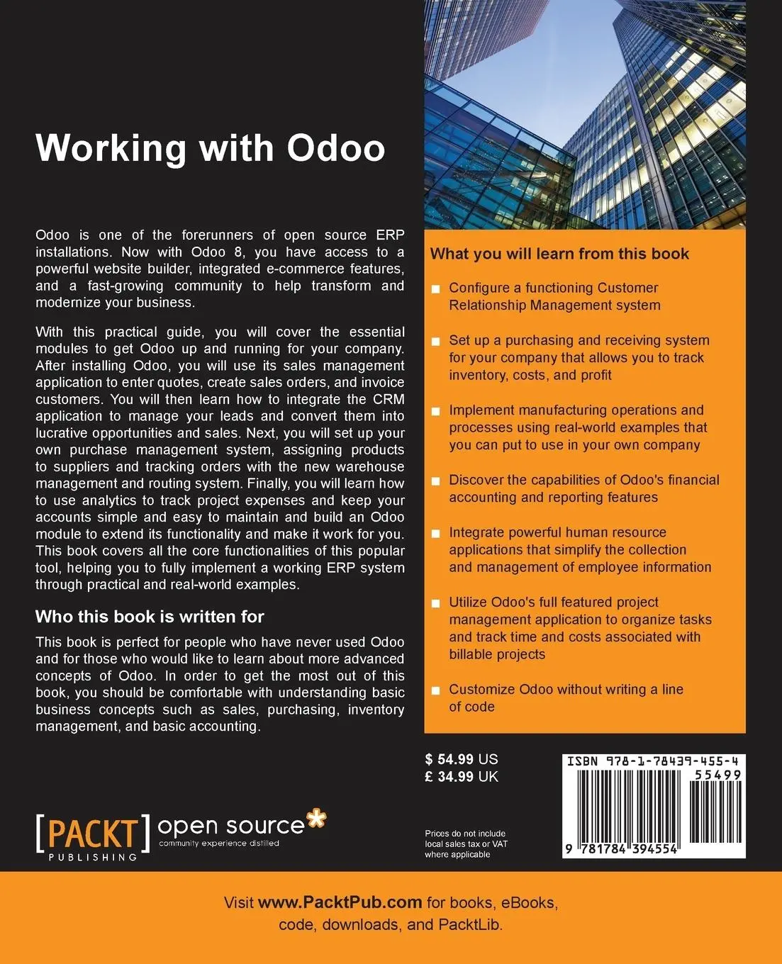 Rückseite: 9781784394554 | Working with Odoo | Greg Moss | Taschenbuch | Kartoniert / Broschiert