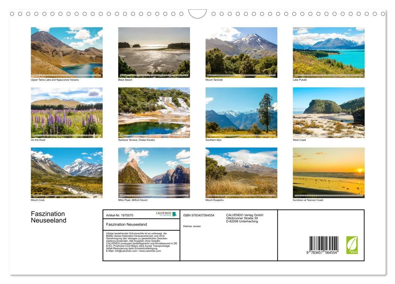 Bild: 9783457564554 | Faszination Neuseeland (Wandkalender 2026 DIN A3 quer), CALVENDO...
