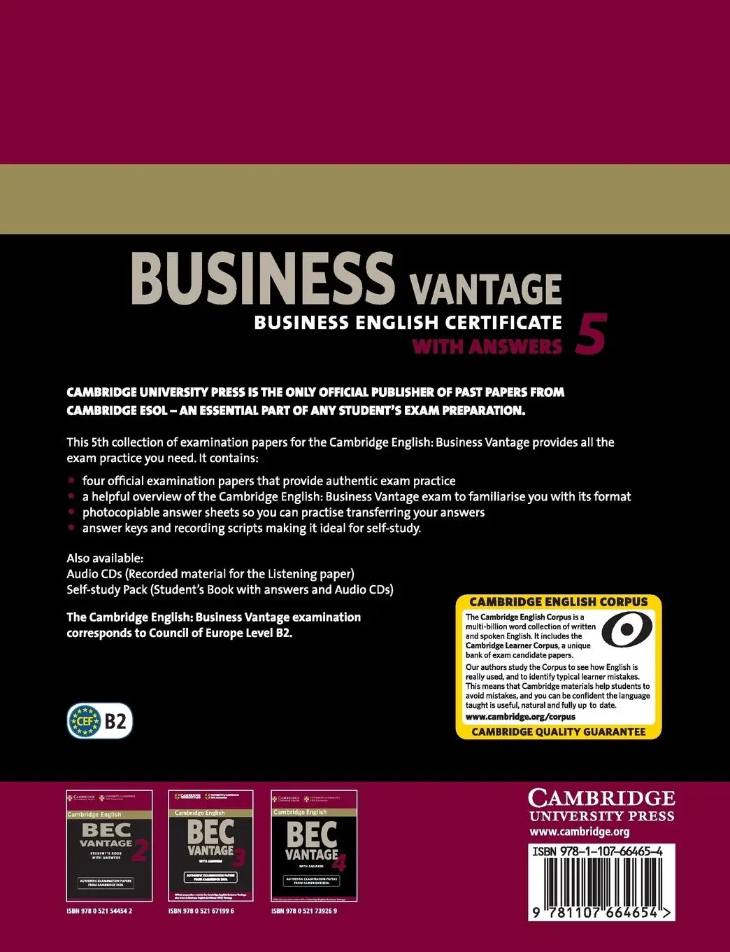 Rückseite: 9781107664654 | Cambridge English Business 5 Vantage | Cambridge Esol | Taschenbuch