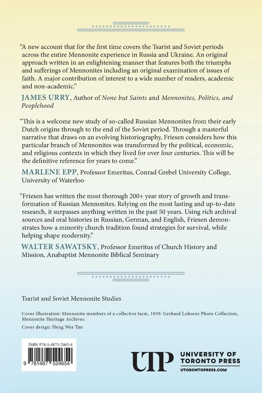 Rückseite: 9781487524654 | Mennonites in the Russian Empire and the Soviet Union | Friesen | Buch