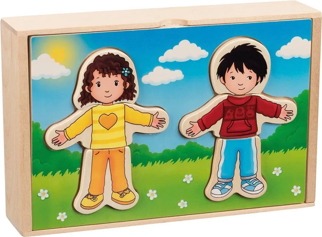 Cover: 4013594574754 | Anziehpuppenpuzzle Junge und Mädchen im Holzkasten (Kinderpuzzle)