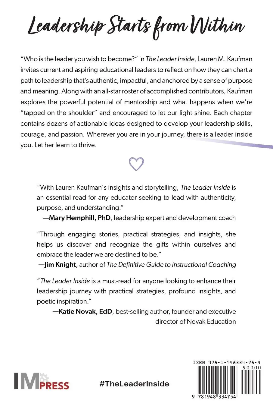 Rückseite: 9781948334754 | The Leader Inside | Stories of Mentorship to Inspire the Leader Within