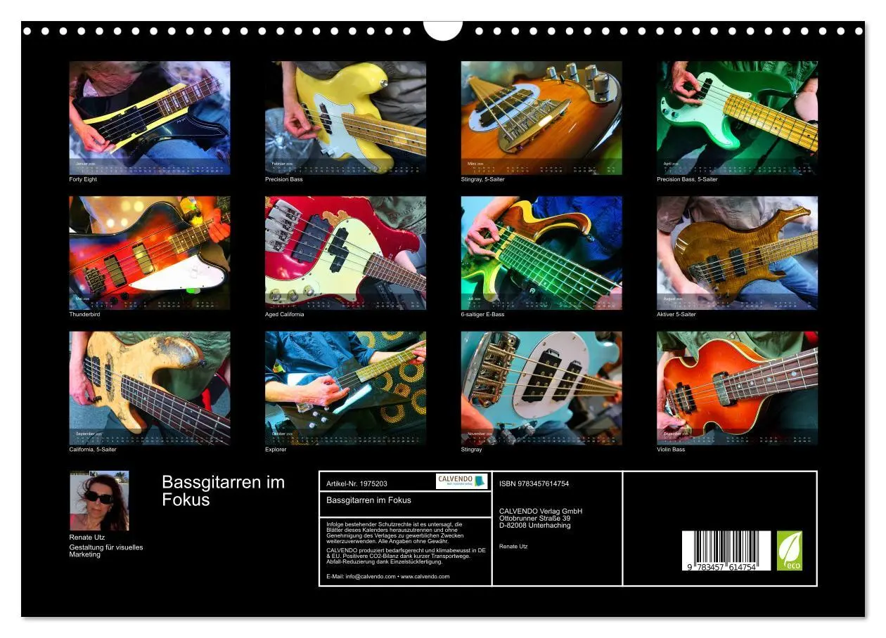 Bild: 9783457614754 | Bassgitarren im Fokus (Wandkalender 2026 DIN A3 quer), CALVENDO...