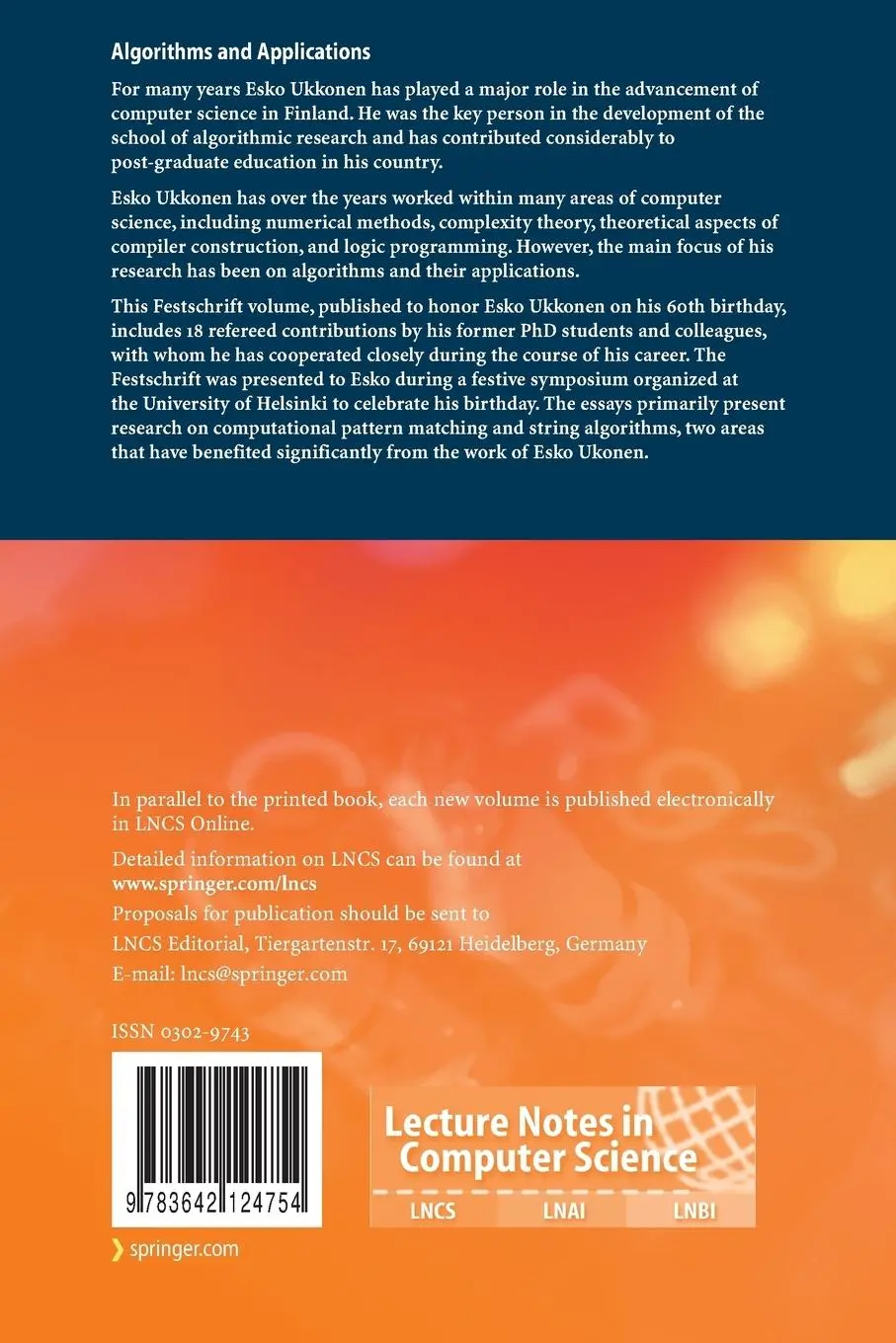 Rückseite: 9783642124754 | Algorithms and Applications | Tapio Elomaa (u. a.) | Taschenbuch | x