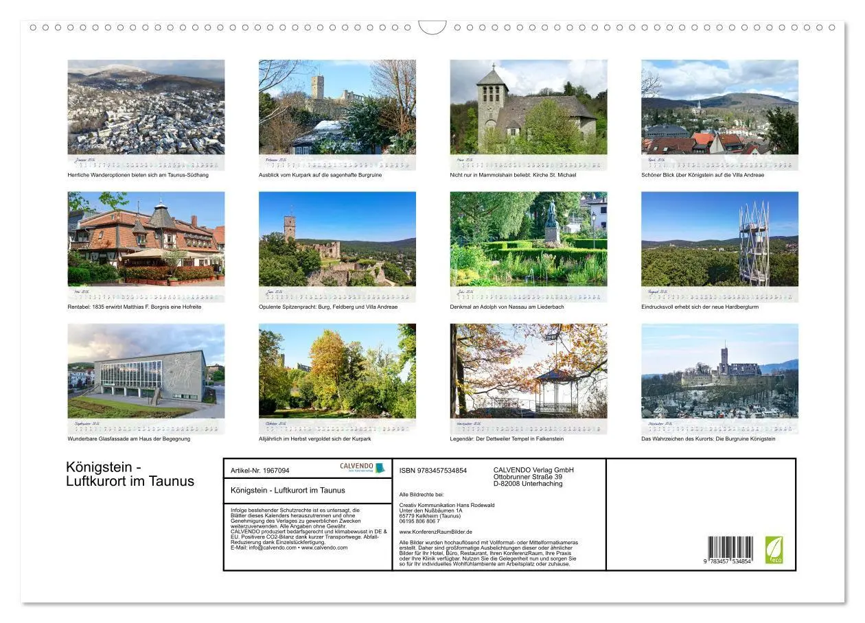 Bild: 9783457534854 | Königstein - Luftkurort im Taunus (Wandkalender 2026 DIN A2 quer),...
