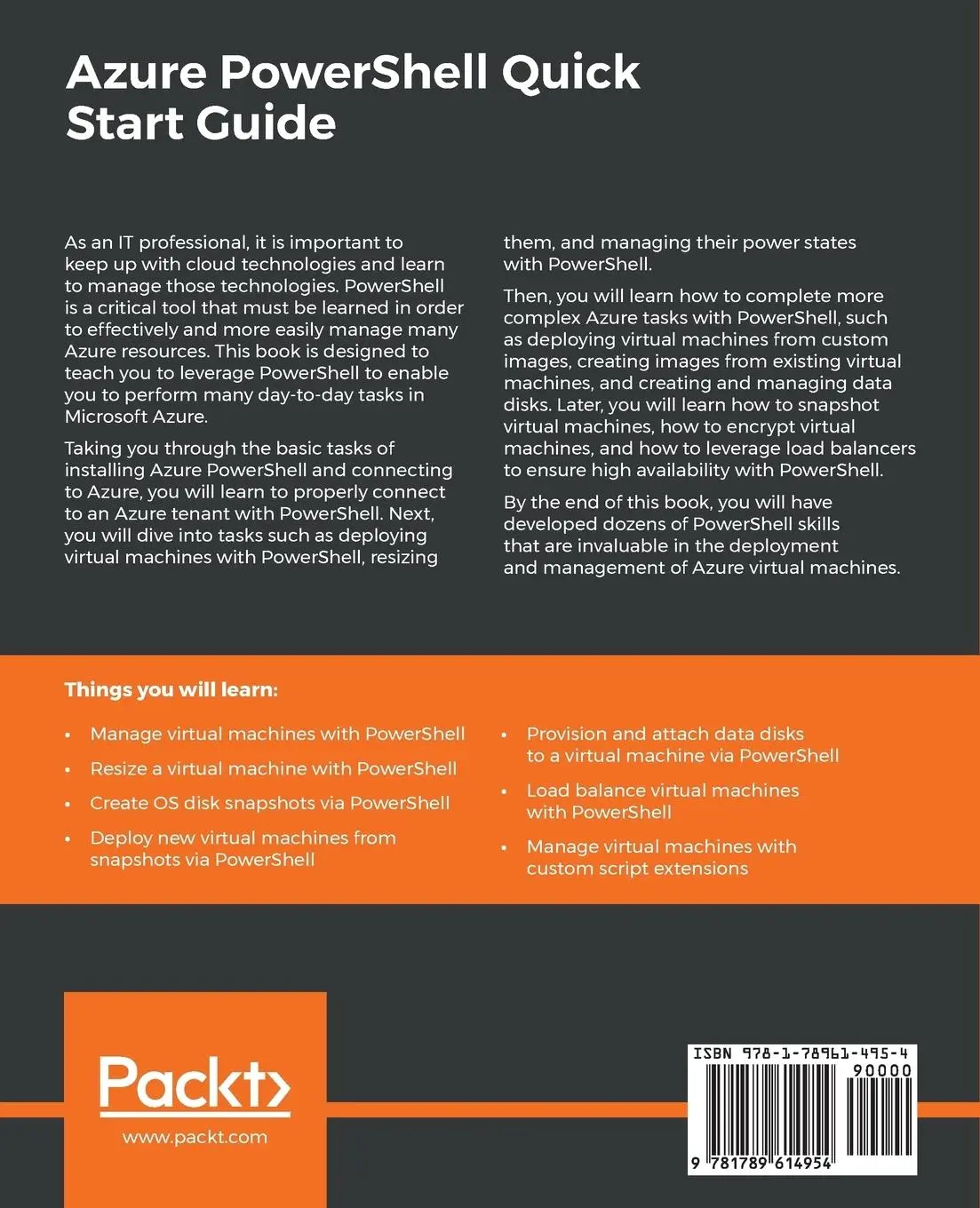Rückseite: 9781789614954 | Azure PowerShell Quick Start Guide | Thomas J. Mitchell | Taschenbuch