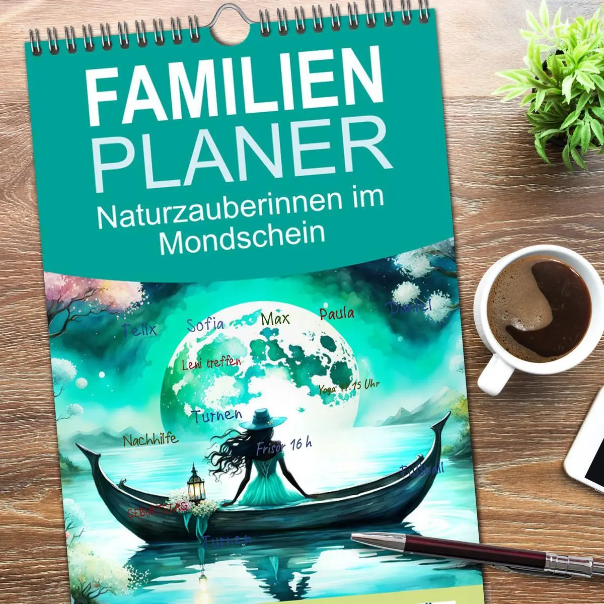 Bild: 9783516614954 | Familienplaner 2026 - Naturzauberinnen im Mondschein mit 5 Spalten...