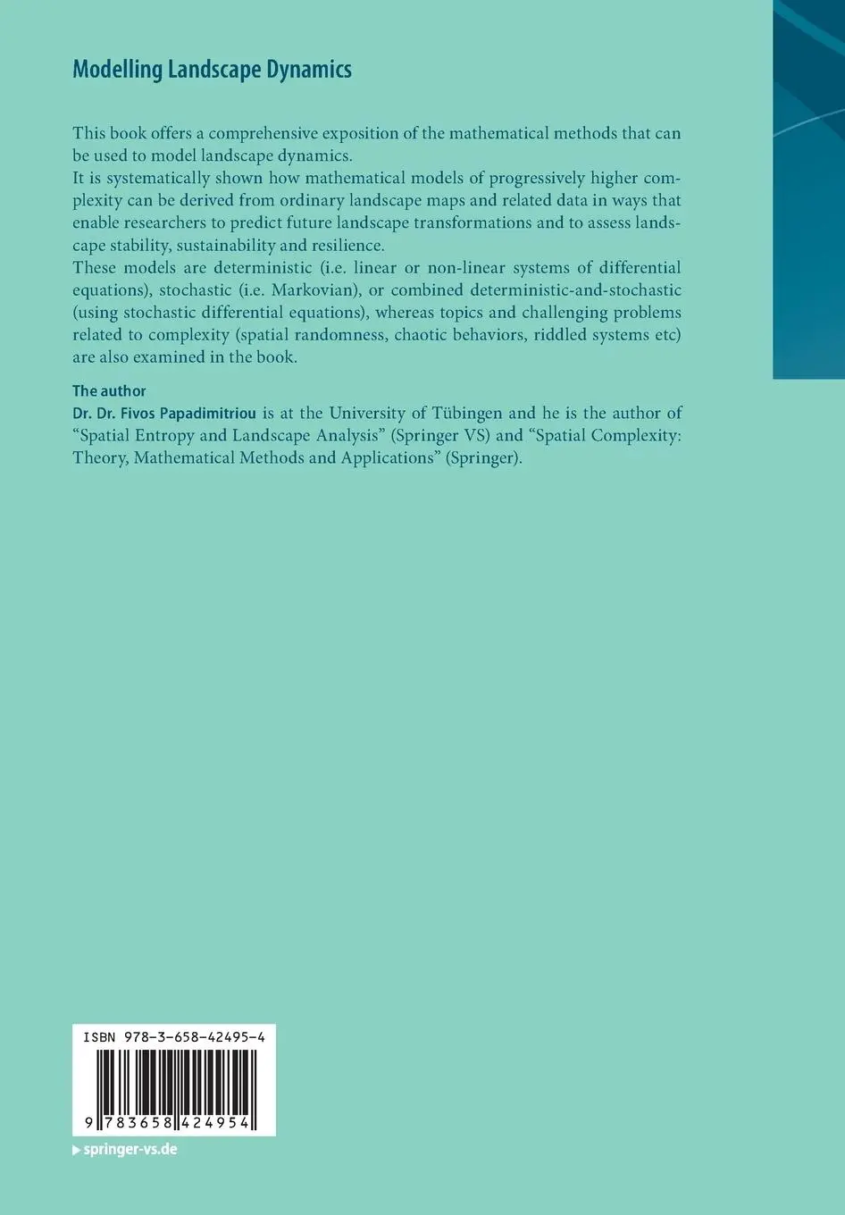 Rückseite: 9783658424954 | Modelling Landscape Dynamics | Fivos Papadimitriou | Taschenbuch | xii