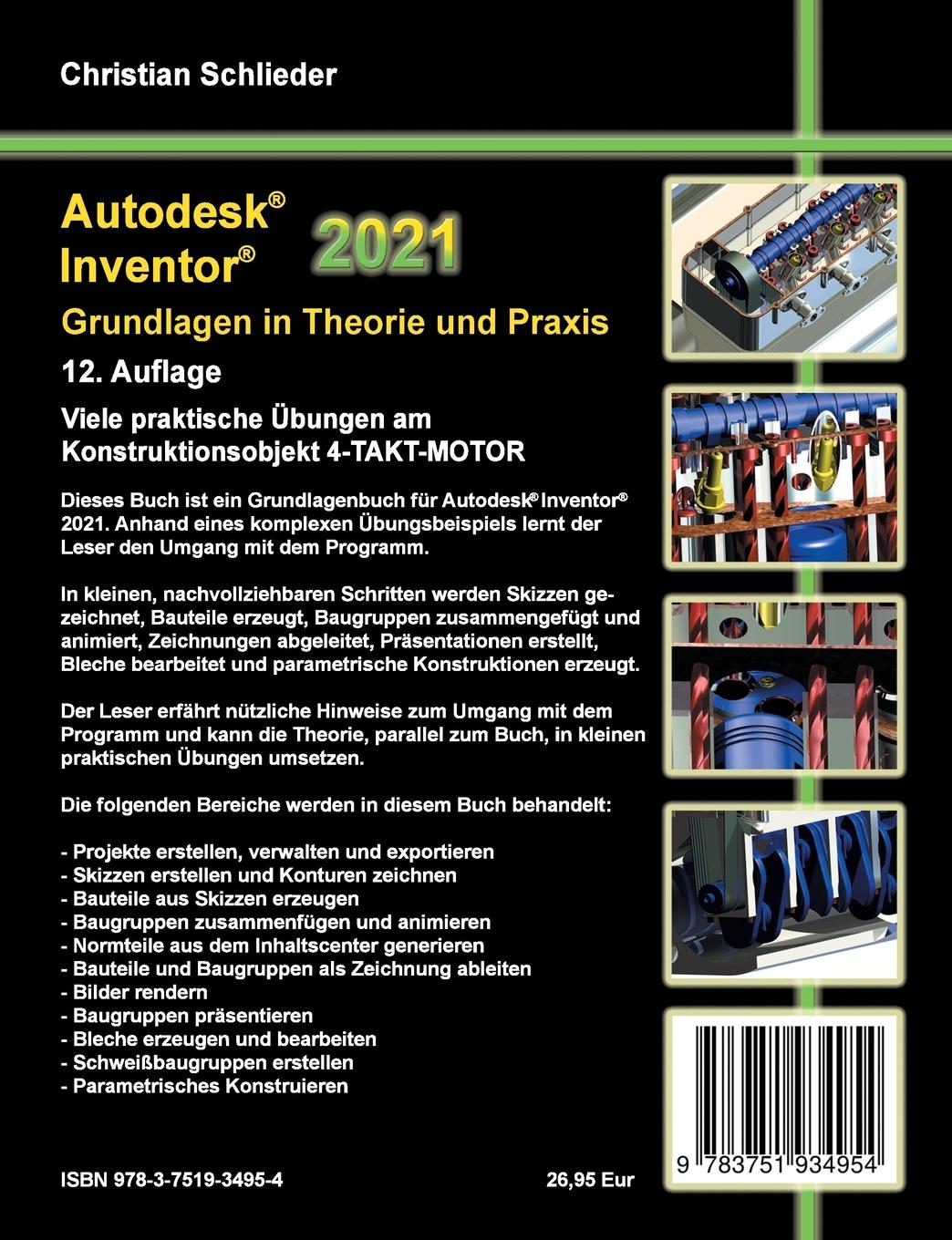 Rückseite: 9783751934954 | Autodesk Inventor 2021 - Grundlagen in Theorie und Praxis | Schlieder