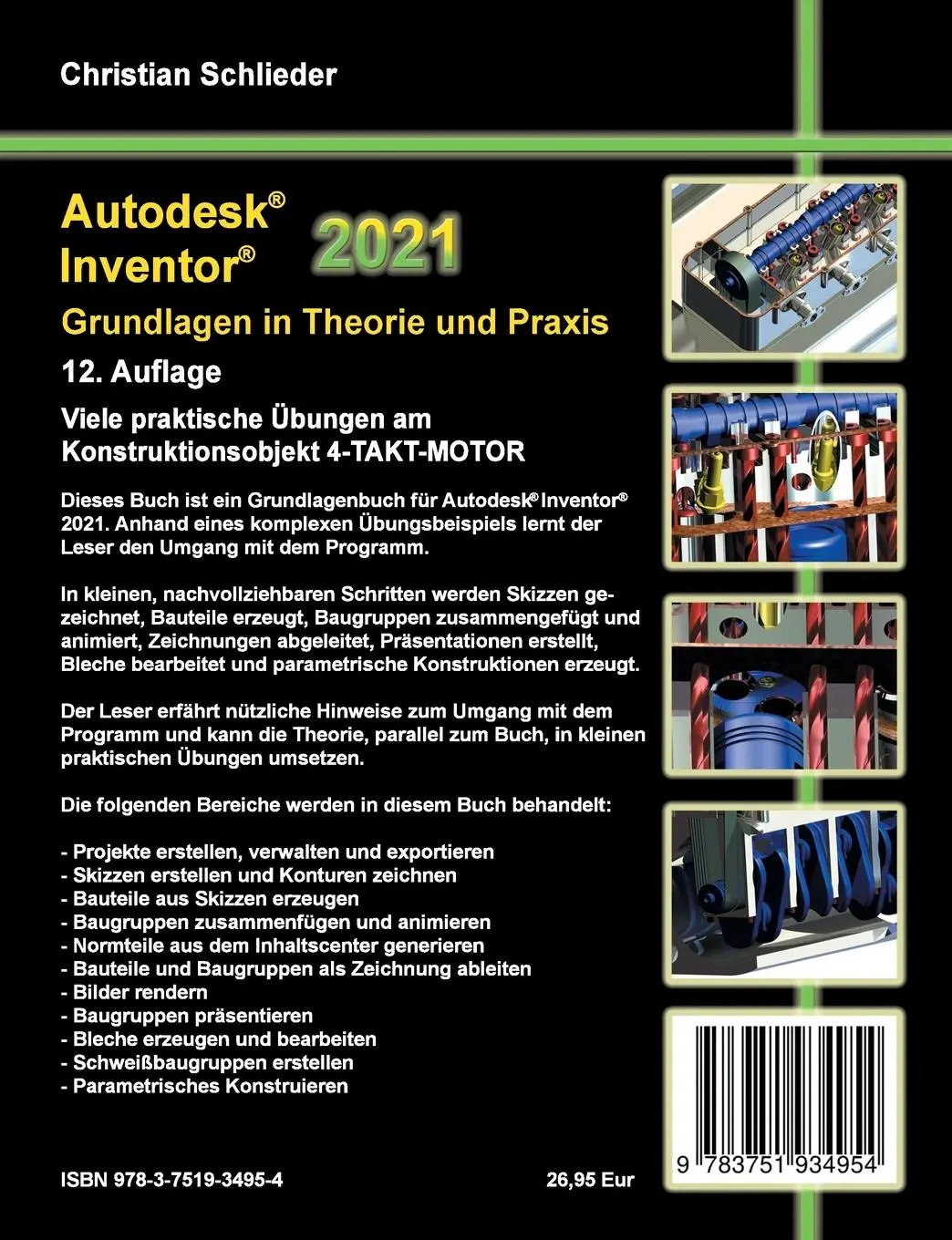 Rückseite: 9783751934954 | Autodesk Inventor 2021 - Grundlagen in Theorie und Praxis | Schlieder