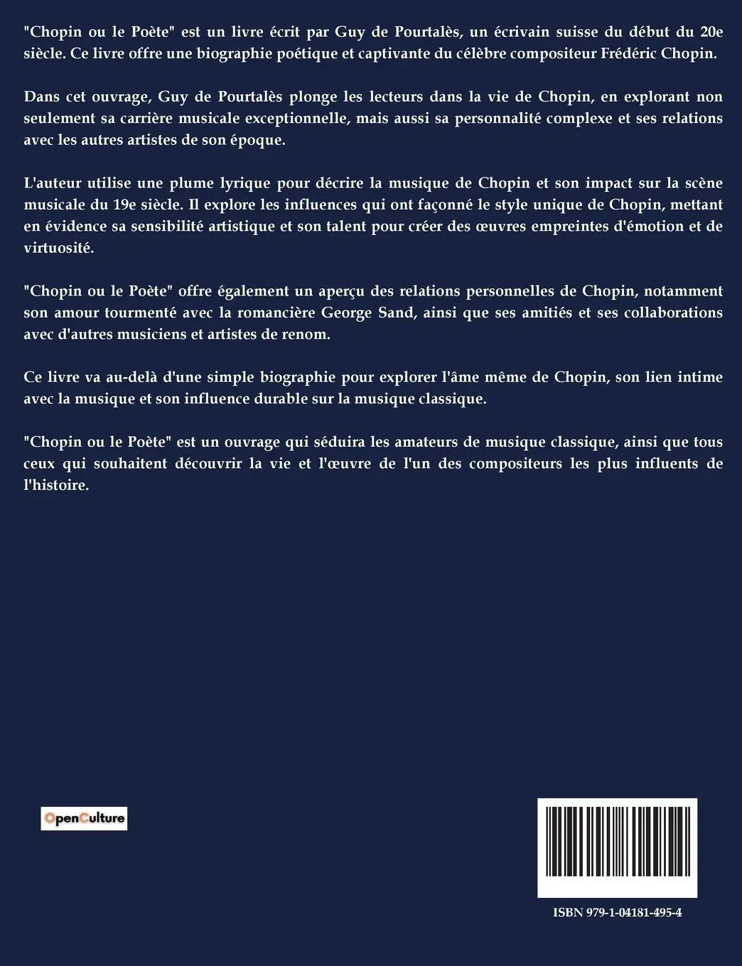 Rückseite: 9791041814954 | CHOPIN OU LE POÈTE | Guy de Pourtalès | Taschenbuch | Französisch