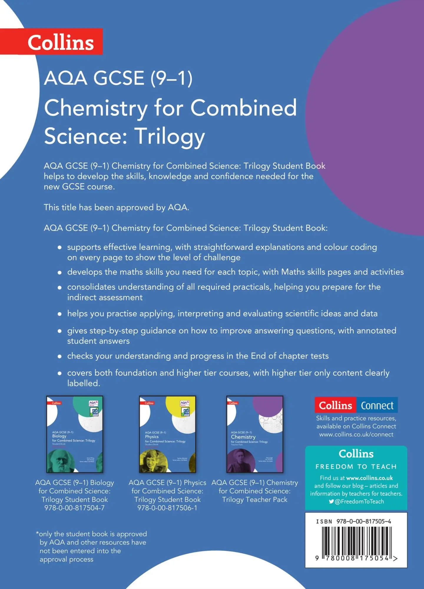 Rückseite: 9780008175054 | AQA GCSE Chemistry for Combined Science: Trilogy 9-1 Student Book