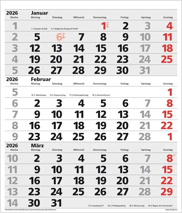 Bild: 9783731885054 | 3-Monats-Planer XL Comfort 2026 | Verlag Korsch | Kalender | 12 S.