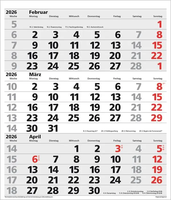 Bild: 9783731885054 | 3-Monats-Planer XL Comfort 2026 | Verlag Korsch | Kalender | 12 S.