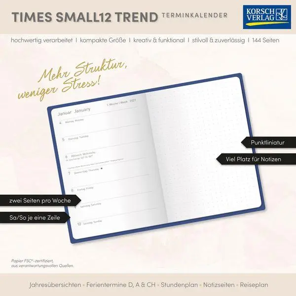 Bild: 9783819305054 | Buchkalender Times Small12 Trend Claude Monet 2027 | Korsch Verlag