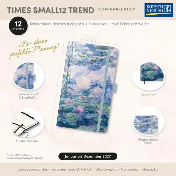Bild: 9783819305054 | Buchkalender Times Small12 Trend Claude Monet 2027 | Korsch Verlag