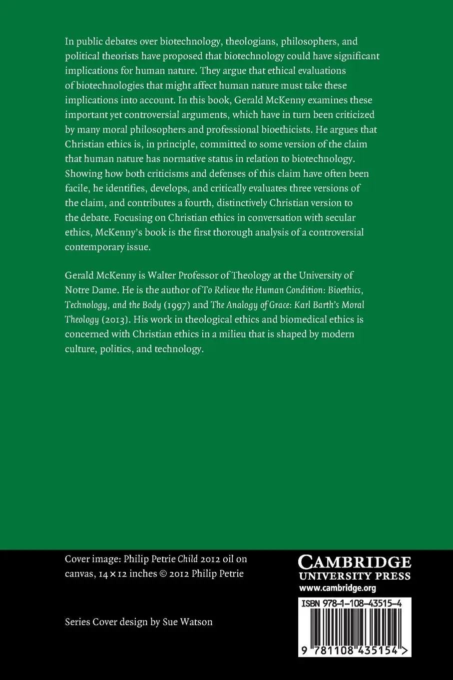 Rückseite: 9781108435154 | Biotechnology, Human Nature, and Christian Ethics | Gerald Mckenny