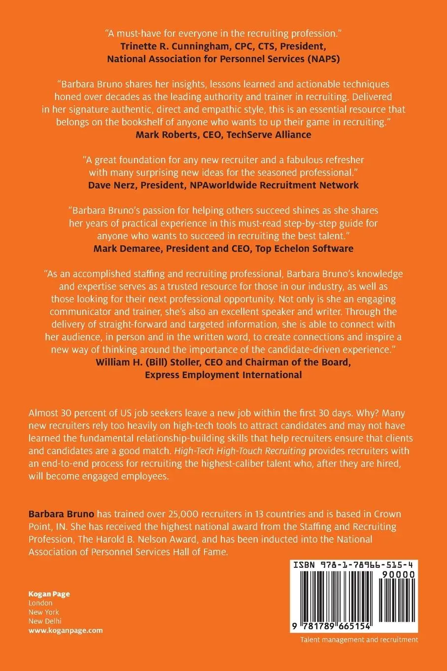 Rückseite: 9781789665154 | High-Tech High-Touch Recruiting | Barbara Bruno | Taschenbuch | 2020