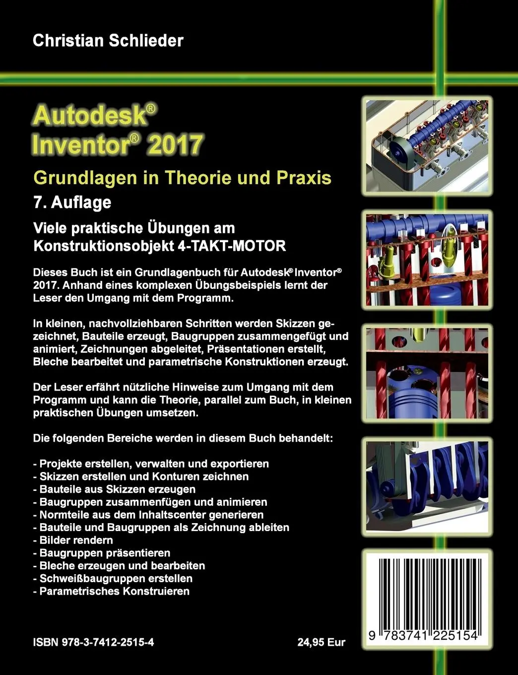 Rückseite: 9783741225154 | Autodesk Inventor 2017 - Grundlagen in Theorie und Praxis | Schlieder