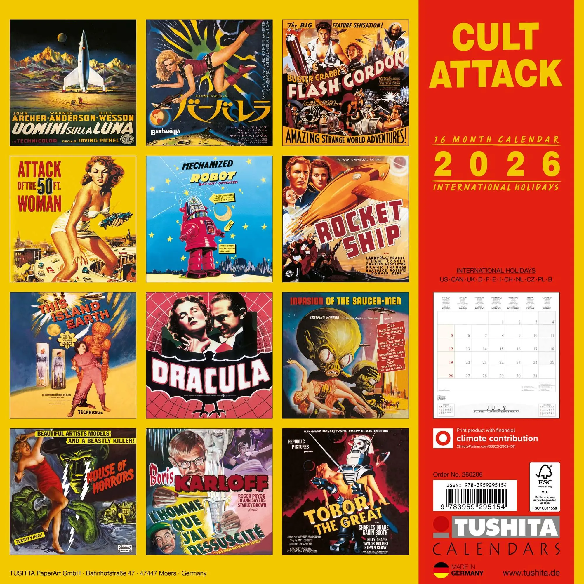 Rückseite: 9783959295154 | Cult Attack 2026 | Kalender 2026 | Kalender | Media Illustration